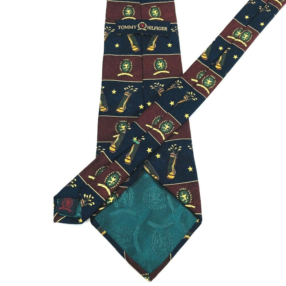 Tommy Hilfiger Mens Silk Necktie Tie Golf Bags - Picture 3 of 3